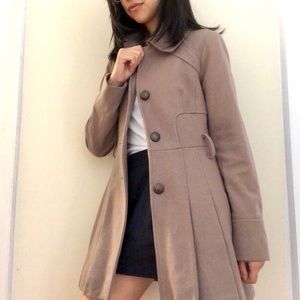 Guess Pleated Skirt Sand Colored Pea Coat